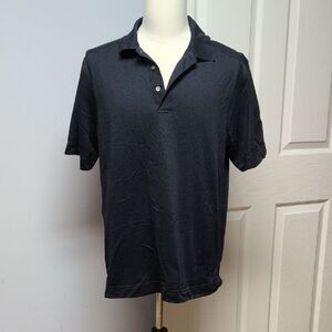 Cutter & Buck Dark Blue Herring Bone  Cotton Blend DryTec Luxe Polo Size L